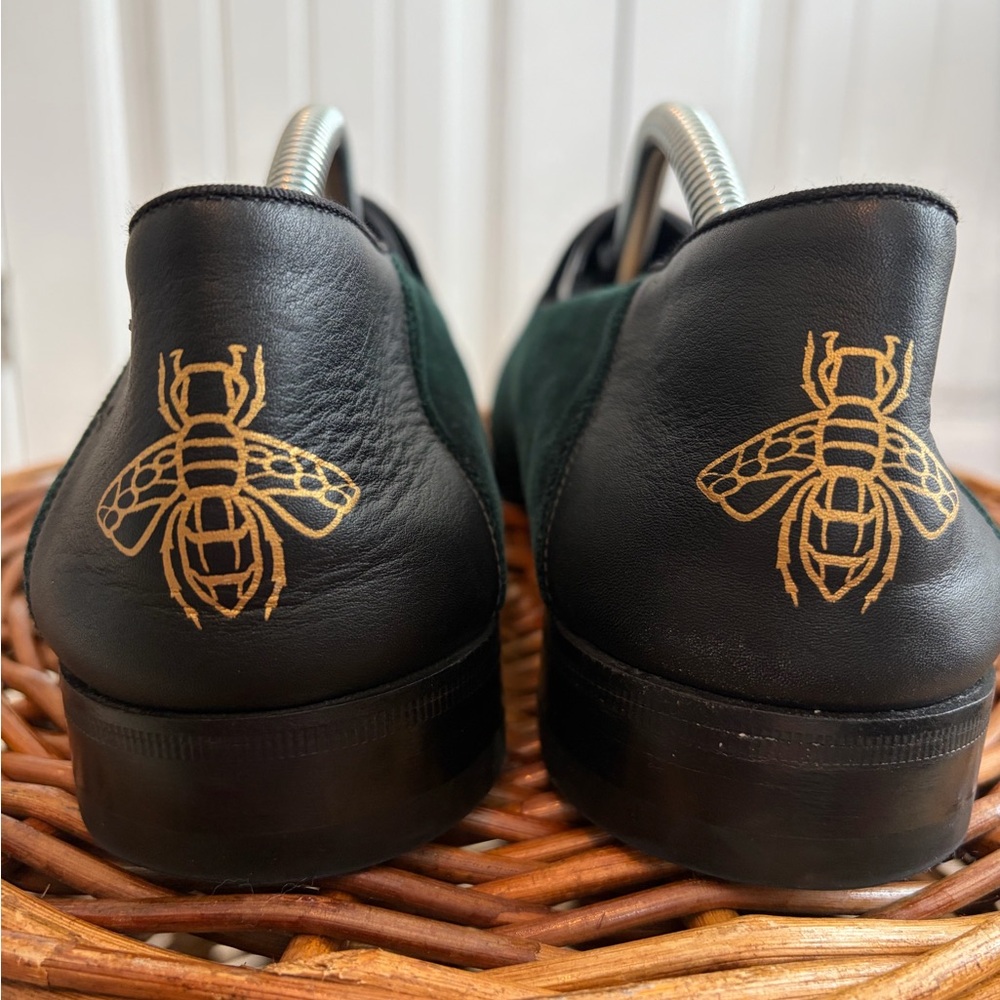 Gucci Green Wire Embroidered Velvet‎ Loafers Men's Size 11 Dark Green Authentic - Picture 6 of 15
